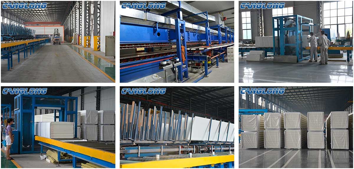 production lines of color steel sandwich panel