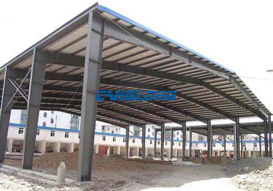 Open steel shed building
