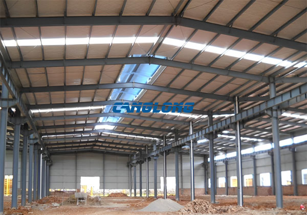 factory building steel frame roof structure