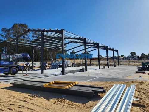 installation of steel frame warehouse