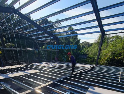 2 floors building steel structure installation