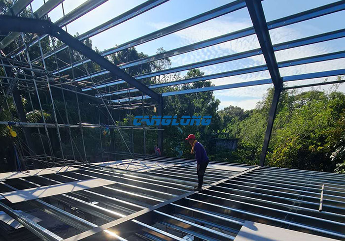 2 floors building steel structure installation