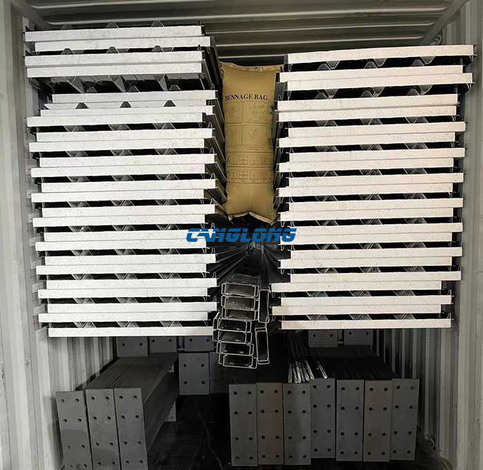steel frames and roof panels