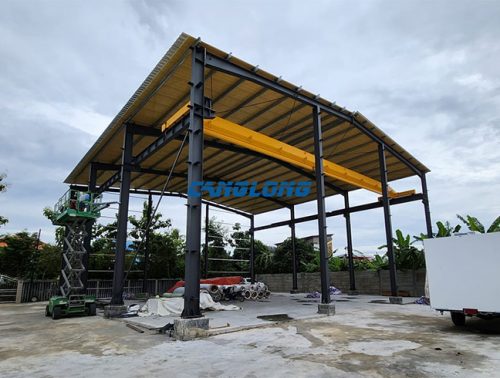 steel structure warehouse with crane