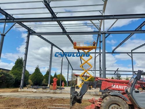 installation of steel beams and columns