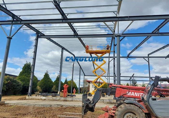 installation of steel beams and columns