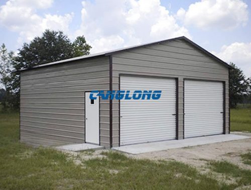 double-slope steel garage