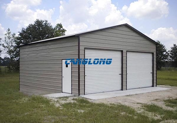 double-slope steel garage