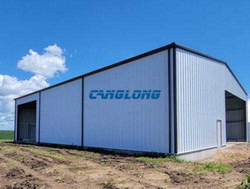 single span double slope steel workshop building