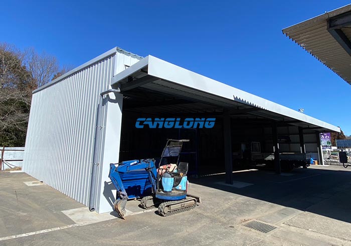 Japanese customer’s single slope steel warehouse finished