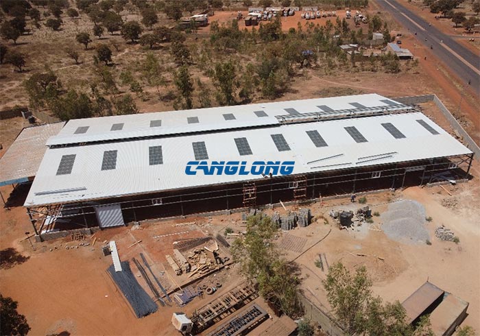 Prefabricated steel factory building completed in Burkina Faso