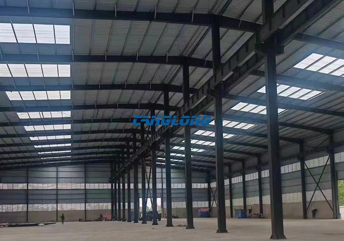 double span steel structure factory building