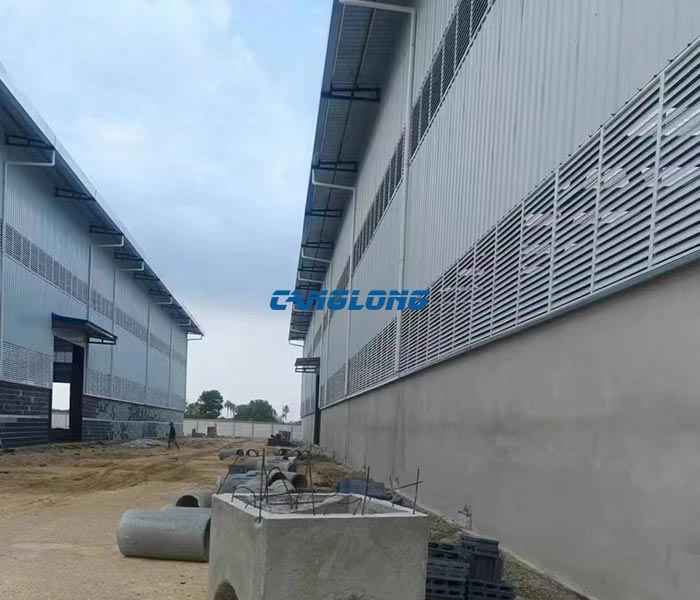 double span steel structure factory building