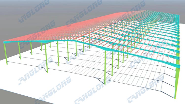 multi-span steel factory building structural