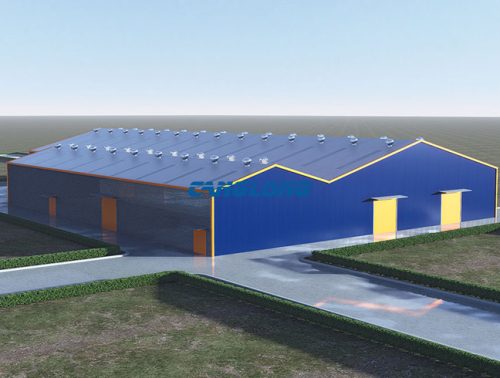 high-low-span double slope metal structure warehouse