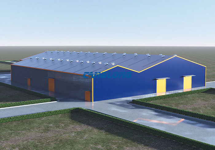 high-low-span double slope metal structure warehouse