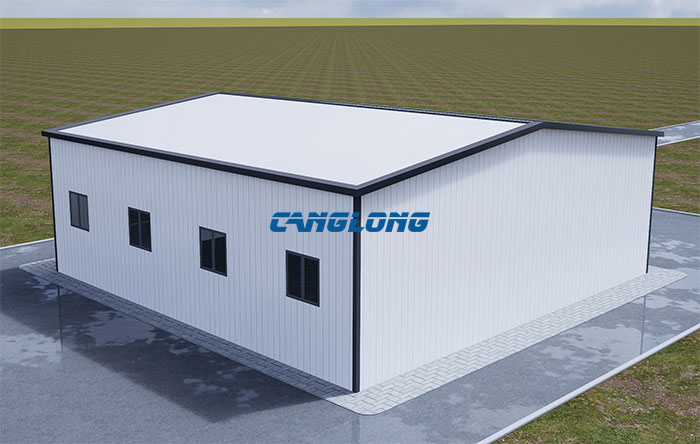double slope roof prefabricated warehouse