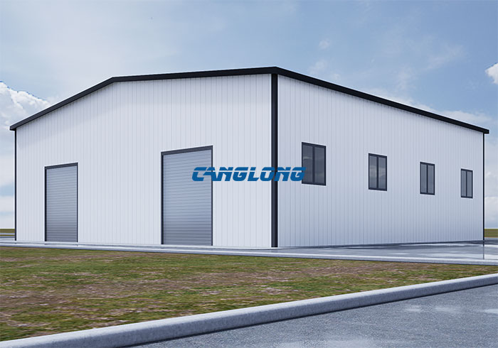 double slope roof prefabricated warehouse