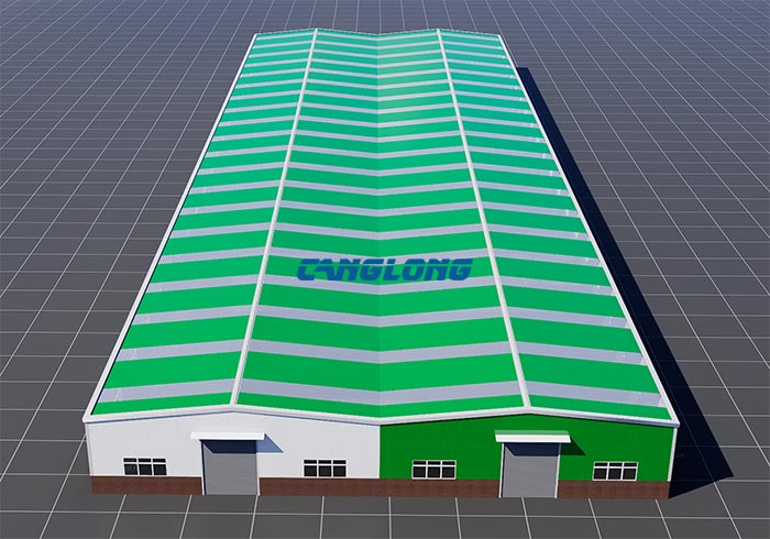 multi span double slope factory building