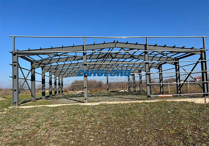 double slope steel structure warehouse installation