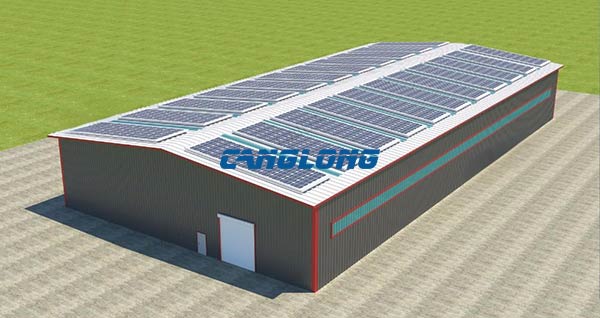 green metal warehouse building