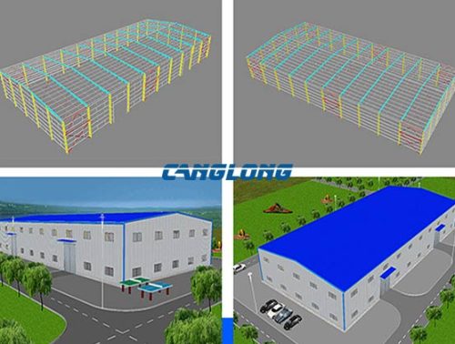 green metal warehouse buildings