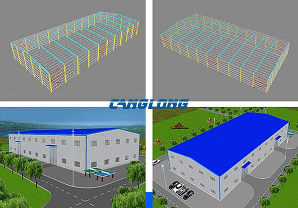 green metal warehouse buildings