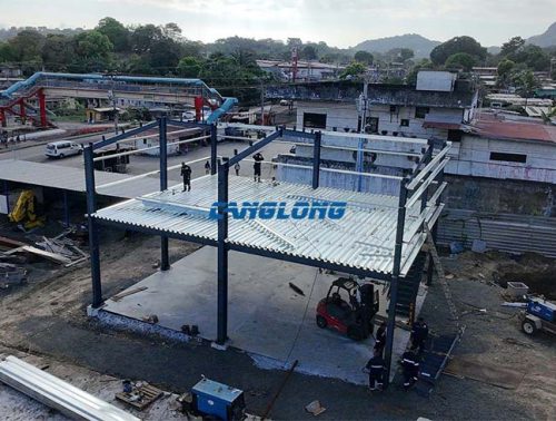 two storey steel warehouse construction