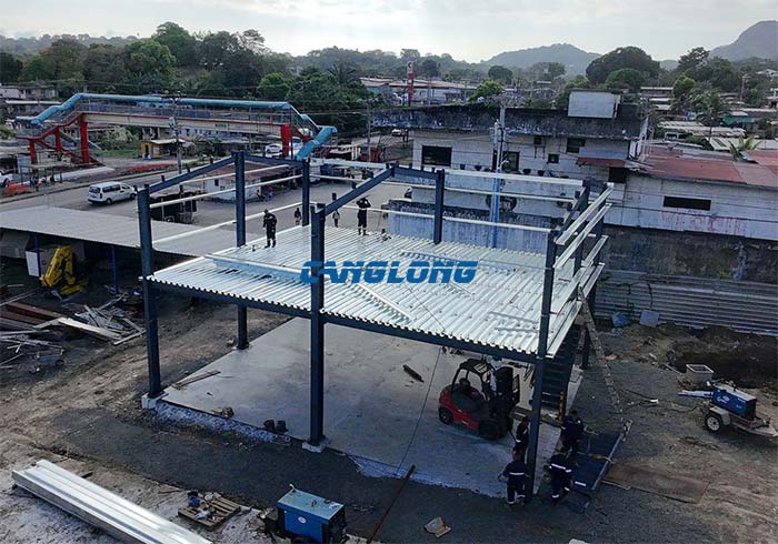 two storey steel warehouse construction