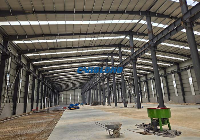 double span steel structure factory building