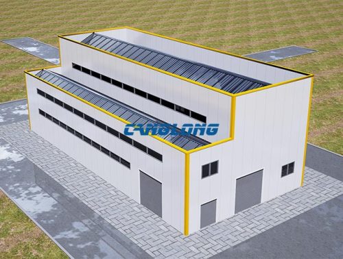 high-low span factory building 3D model