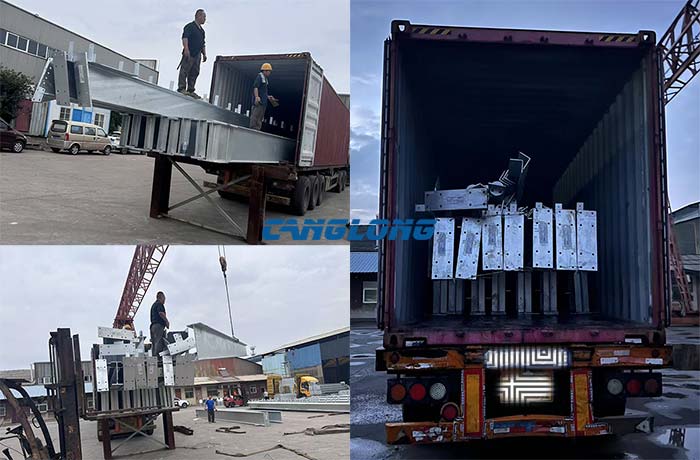galvanized steel structures packaged and shipped