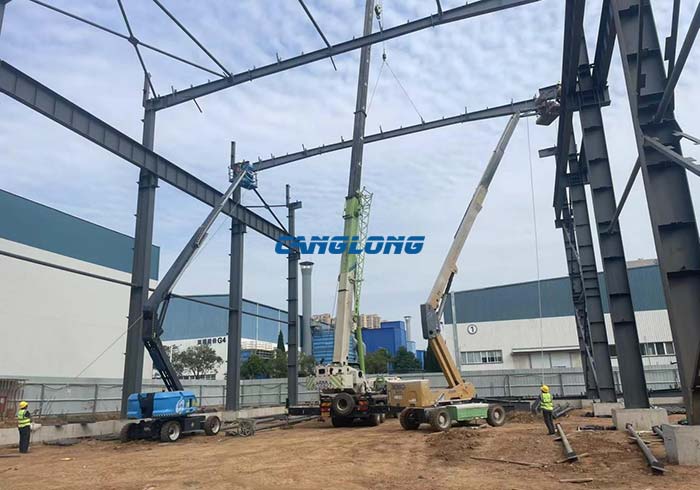 heavy steel structure factory installation