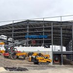1800㎡ staggered double-linked steel structure workshop frame installation in Boston, USA America steel structure workshop frame installation