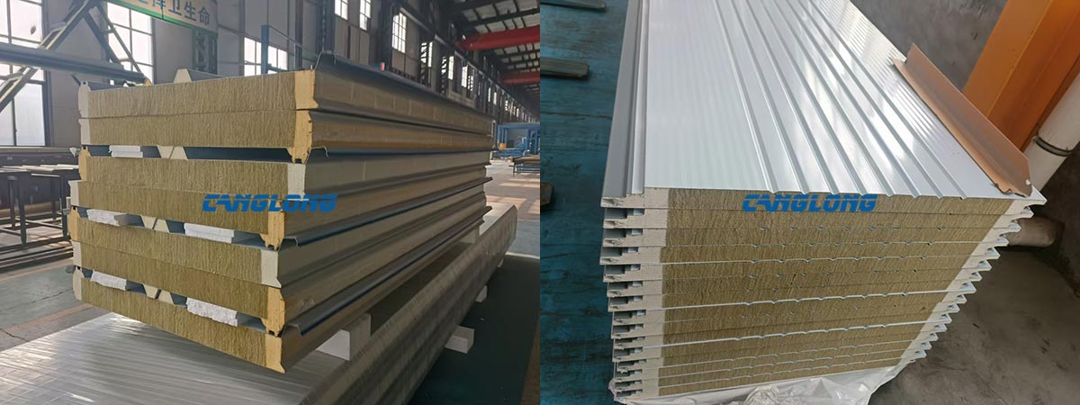 PU foam edge sealing rock wool sandwich panel