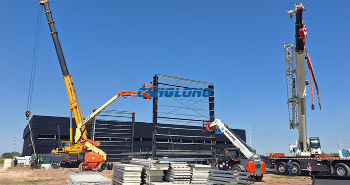 portal steel frame warehouse installation