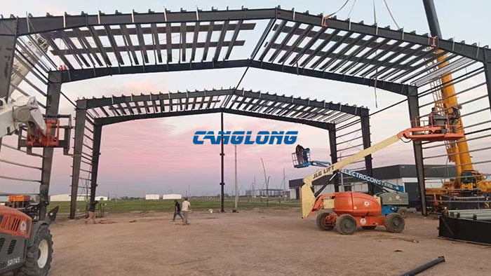 portal steel frame warehouse construction